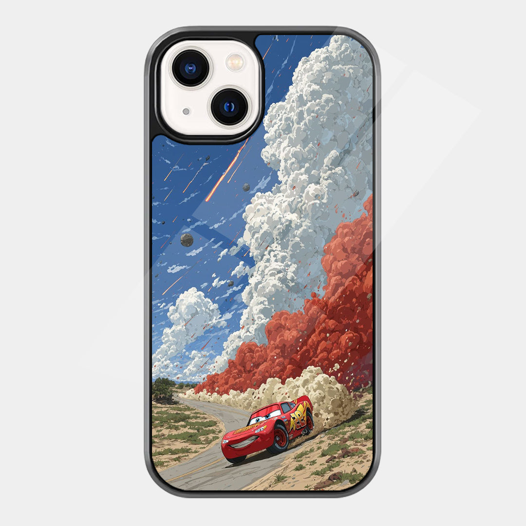 Red Sports Car in Autumn iPhone case - front view