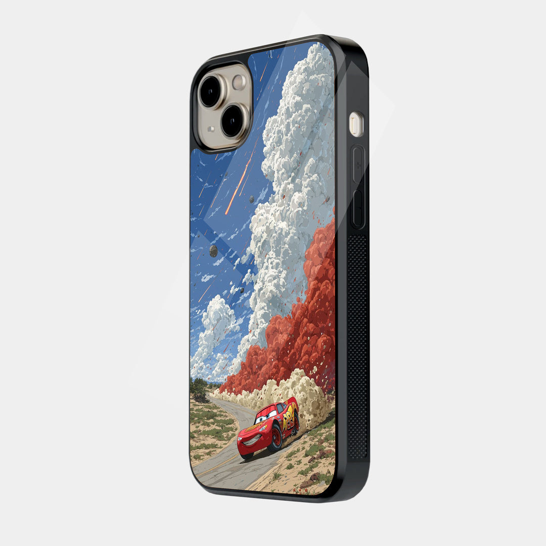 Red Sports Car in Autumn iPhone case - side view