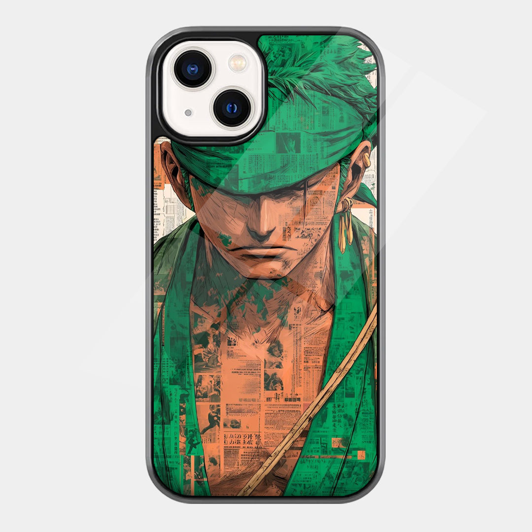 Green Swordsman Portrait iPhone case - front view