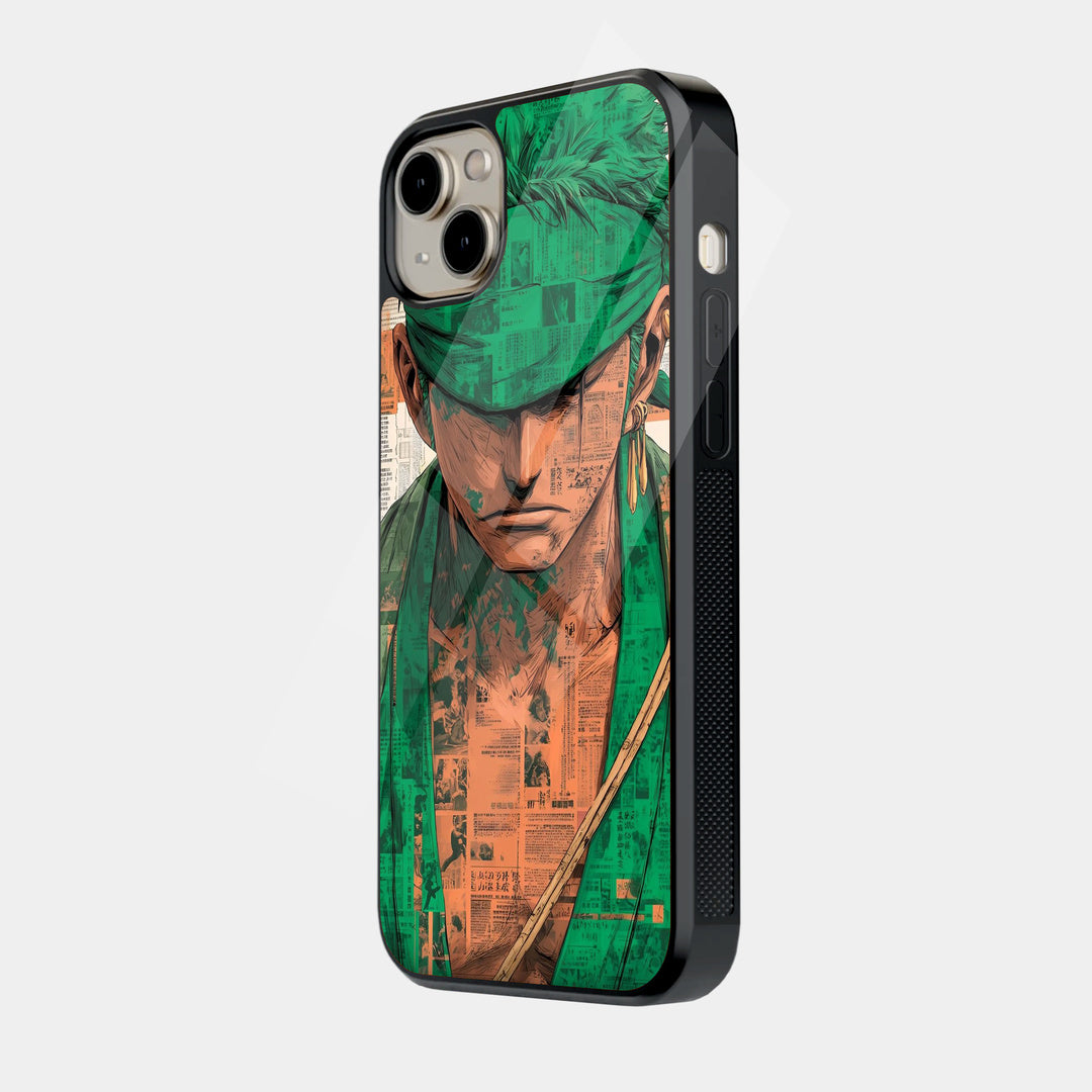 Green Swordsman Portrait iPhone case - side view