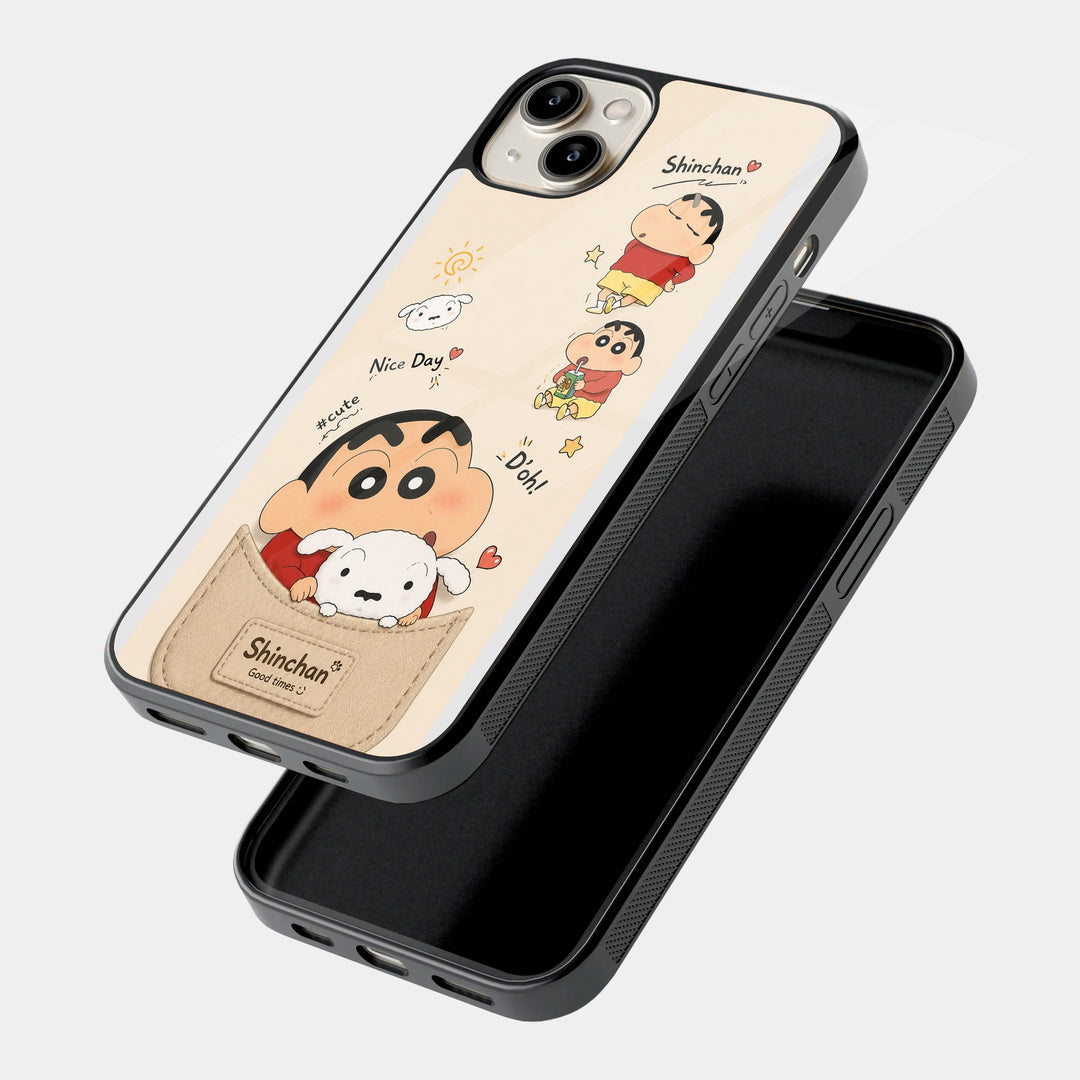 Shin Chan Doodles iPhone case - angled view