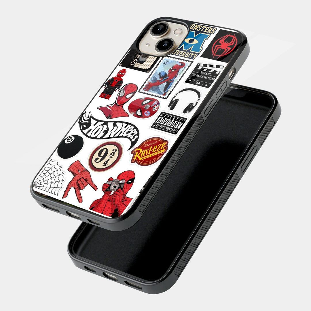 Comic Sticker Collage iPhone case - angled view
