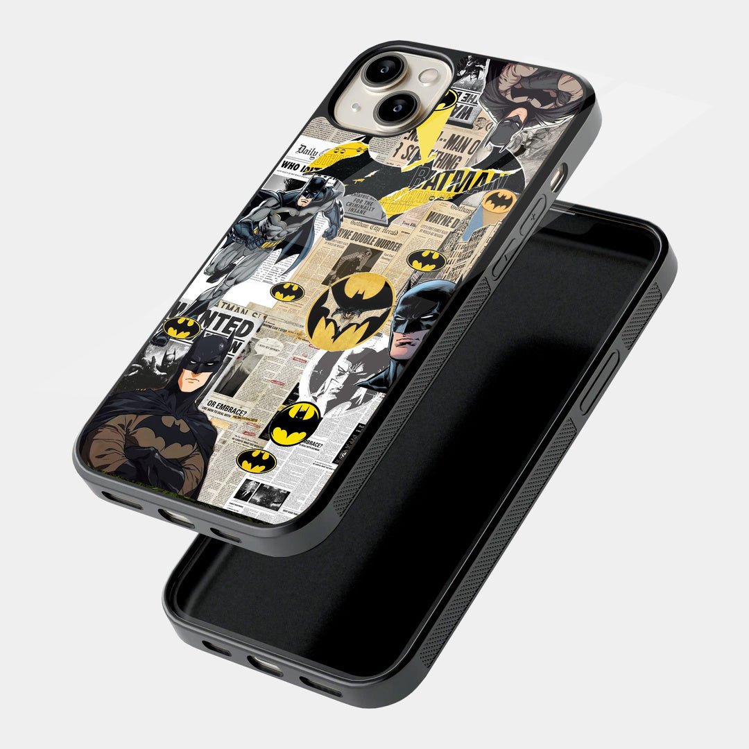 Batman Sticker Collage iPhone case - angled view