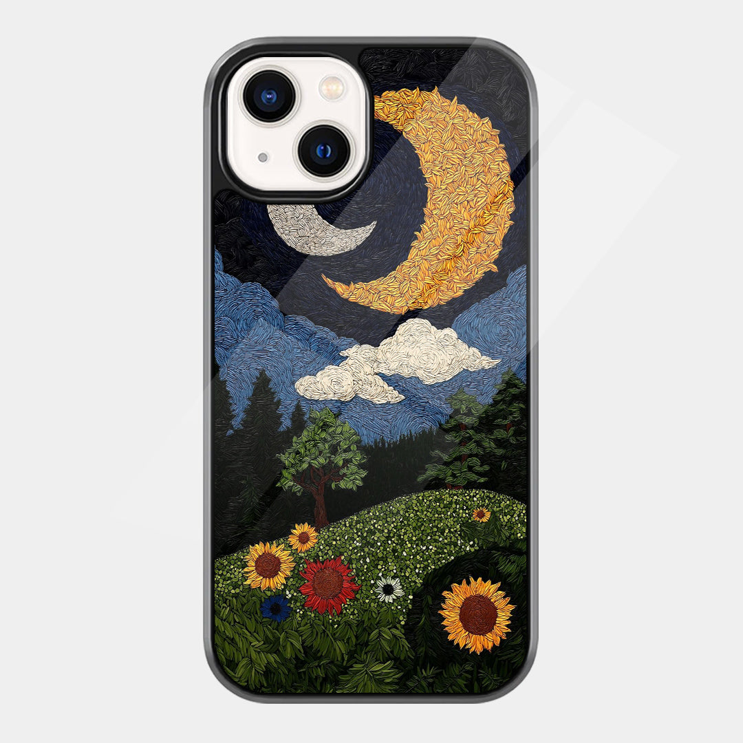 Moonlit Sunflower Field iPhone case - front view