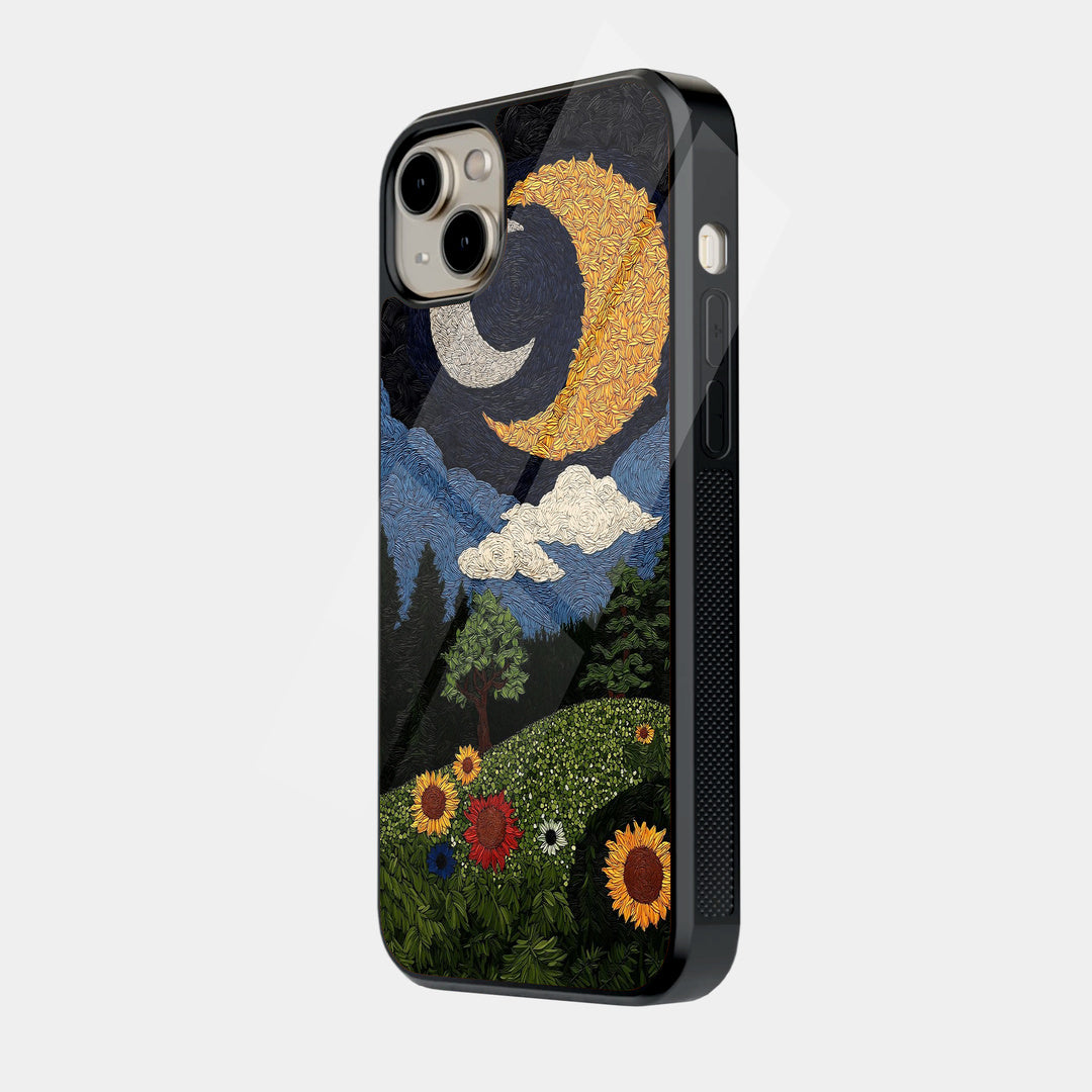 Moonlit Sunflower Field iPhone case - side view