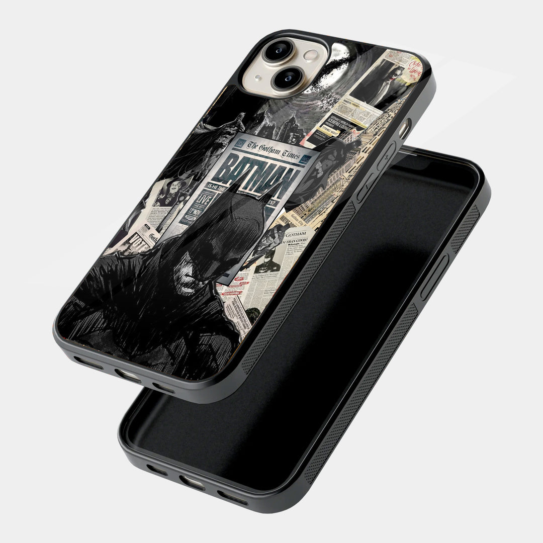 Batman Newspaper Collage iPhone case - angled view