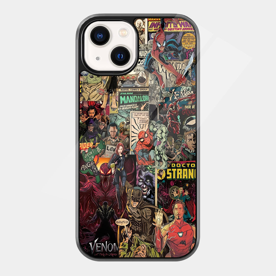 Superhero Comic Collage iPhone case - front view
