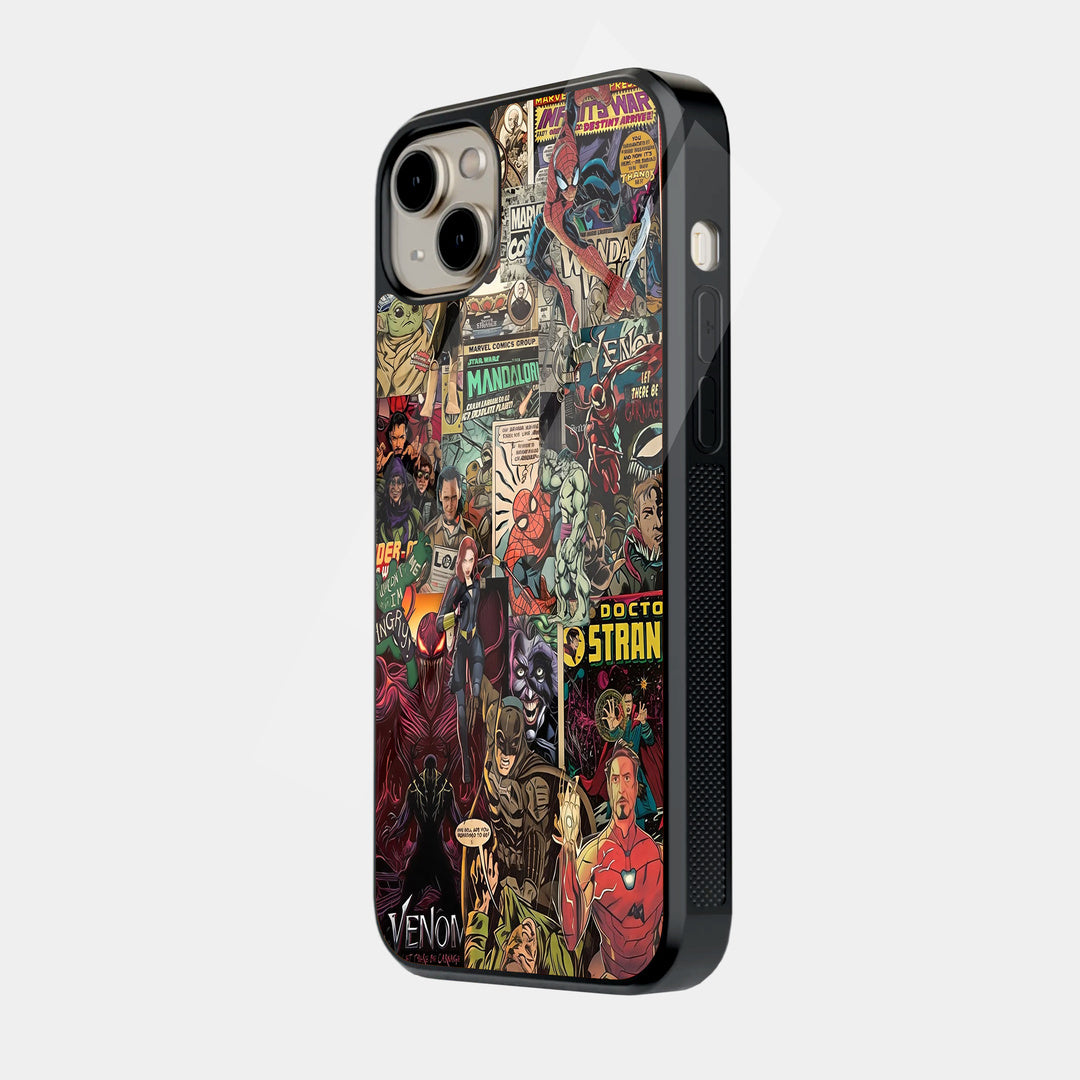 Superhero Comic Collage iPhone case - side view