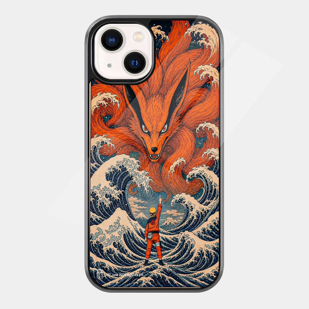 Nine Tailed Fox and Waves iPhone case - front view