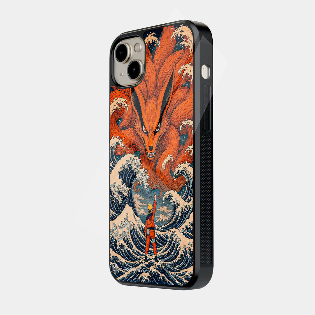 Nine Tailed Fox and Waves iPhone case - side view