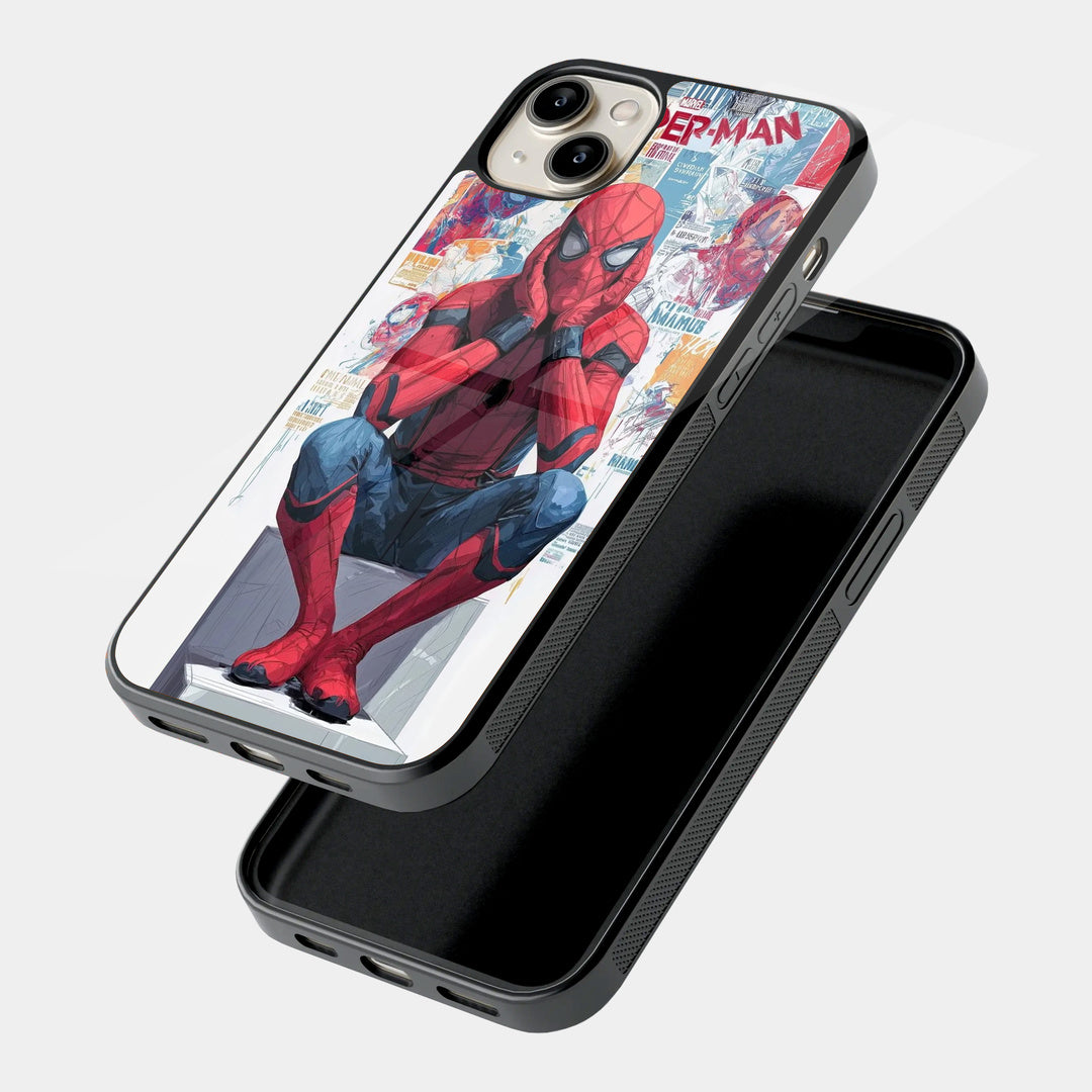 Seated Spider-Man iPhone case - angled view