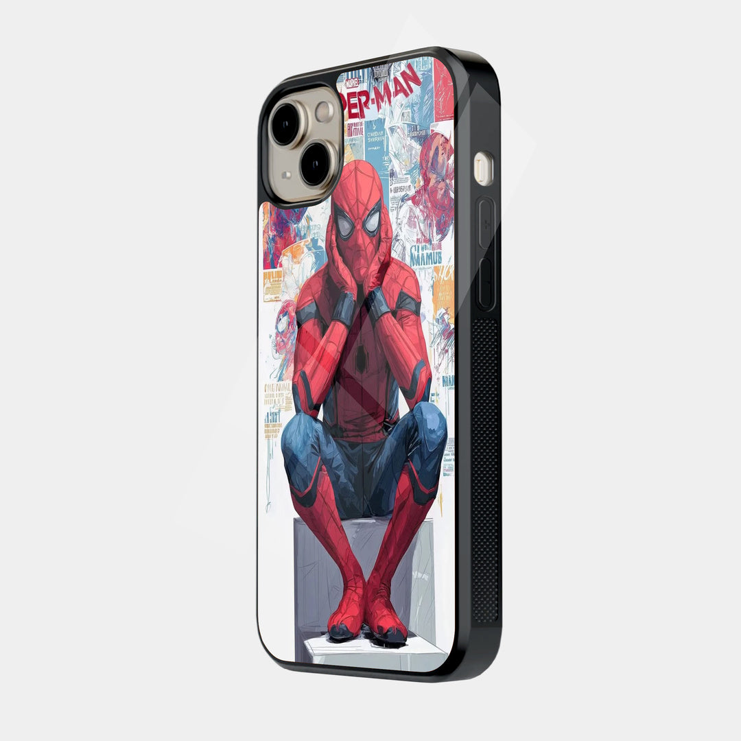 Seated Spider-Man iPhone case - side view