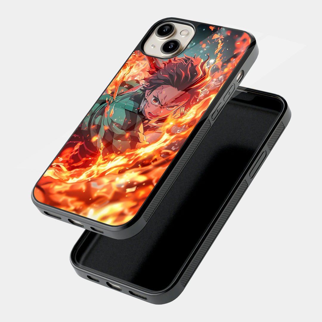 Flame Anime Hero iPhone case - angled view