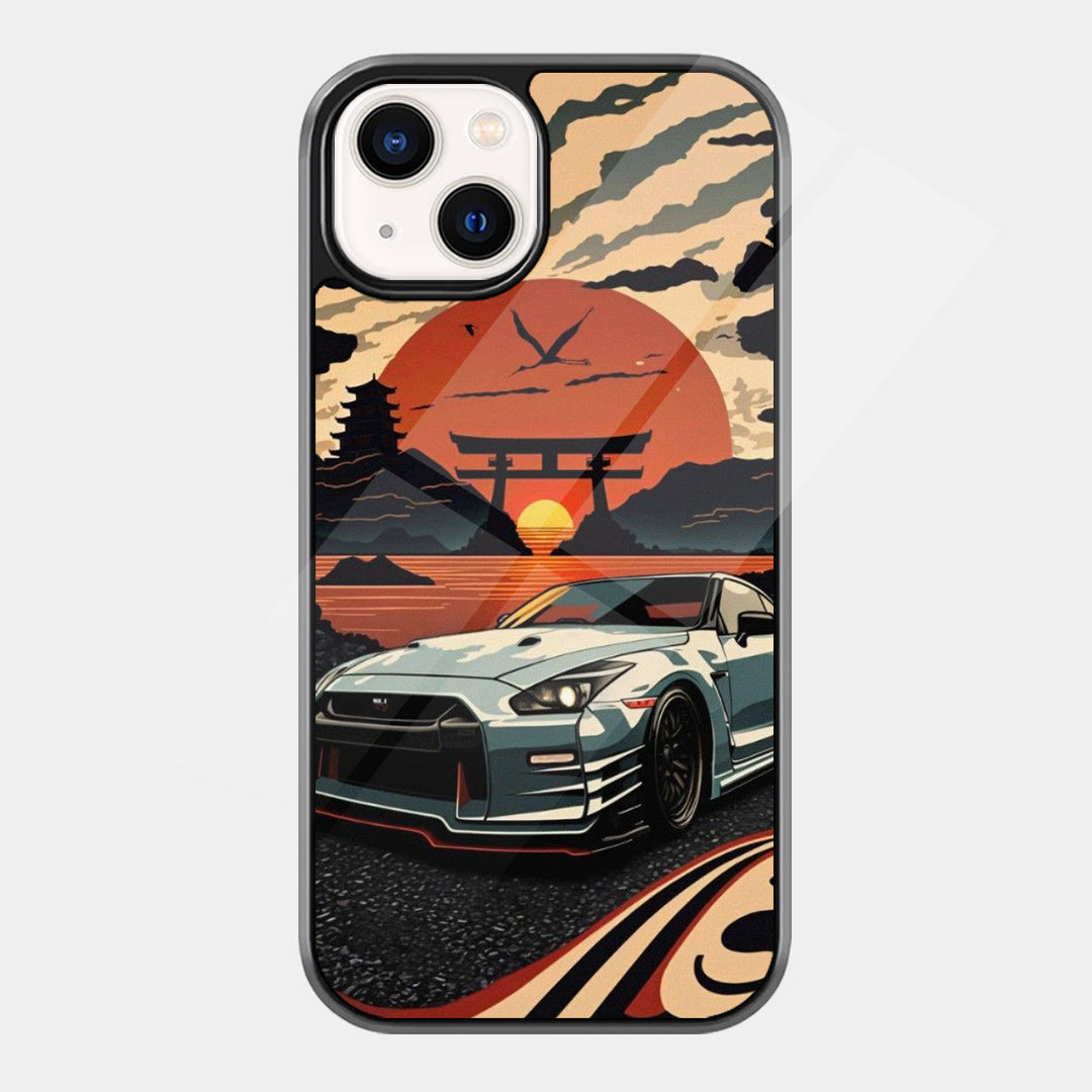 Sunset Sports Car iPhone case - front view