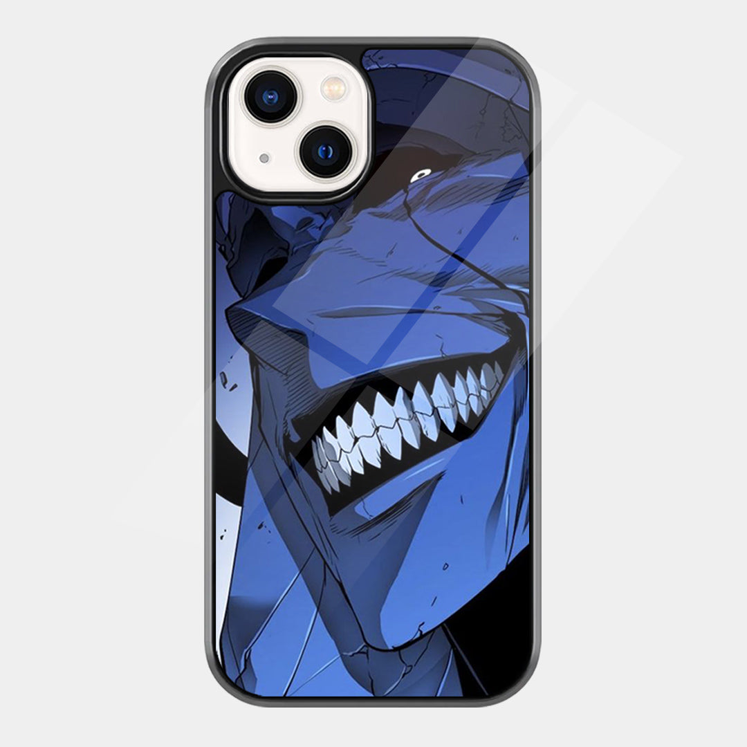 Blue Fanged Monster iPhone case - front view