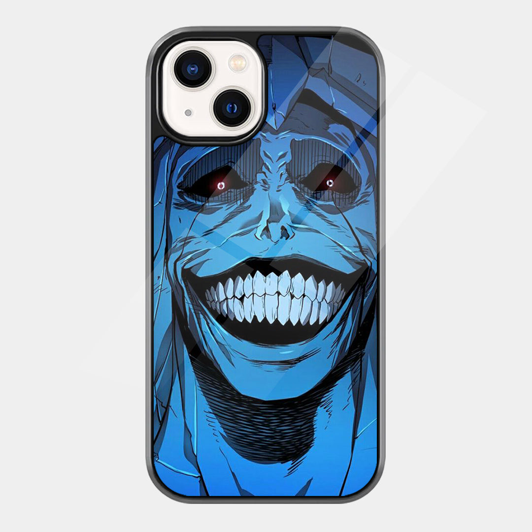Blue Grinning Monster iPhone case - front view