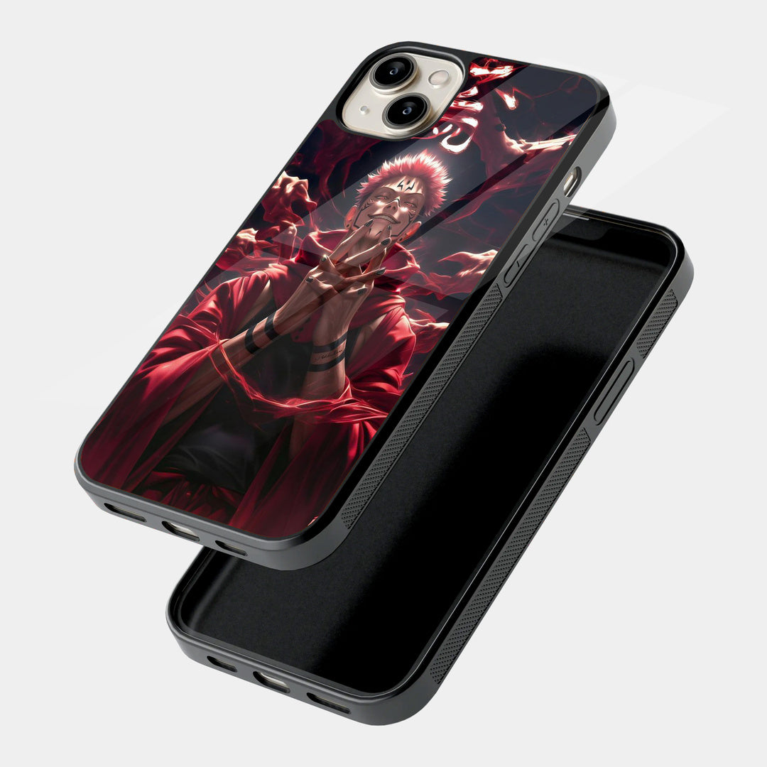 Crimson Anime Warrior iPhone case - angled view
