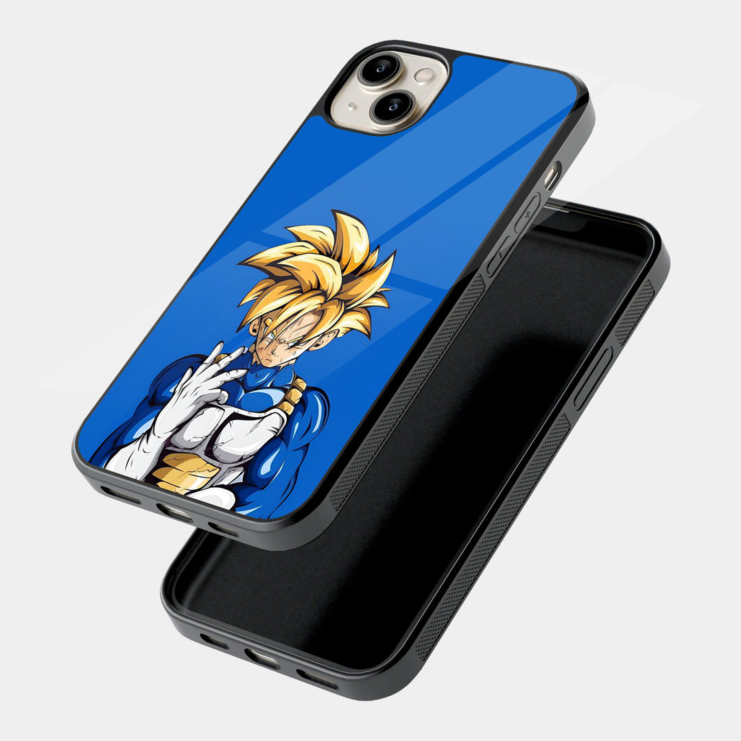 Super Saiyan on Blue iPhone case - angled view