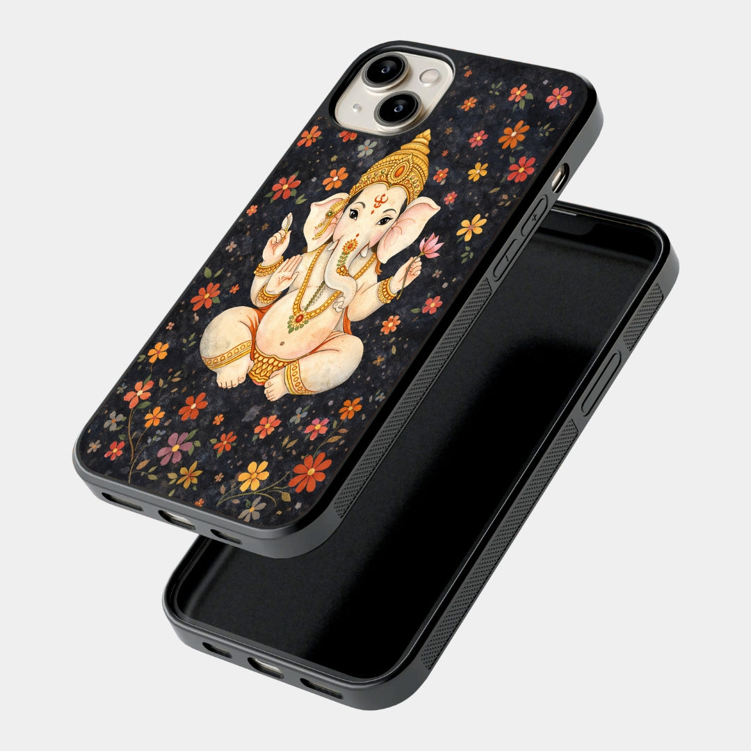 Floral Ganesha Night iPhone case - angled view