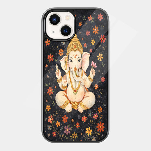 Floral Ganesha Night iPhone case - front view