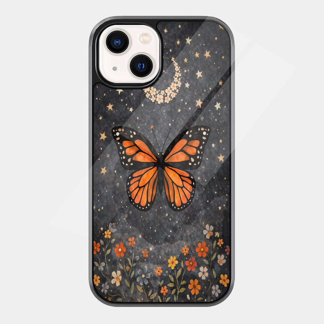 Monarch Butterfly Floral Moon iPhone case - front view