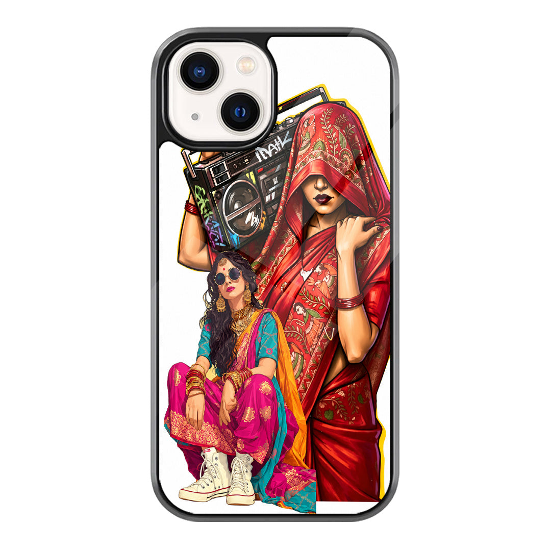 Retro Fusion Boombox Queens iPhone case - front view