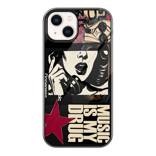 Grunge Pop Art Music Is My Drug Collage iPhone case - front view