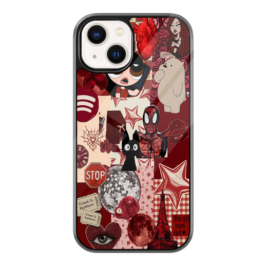 Red Moodboard Collage iPhone case - front view