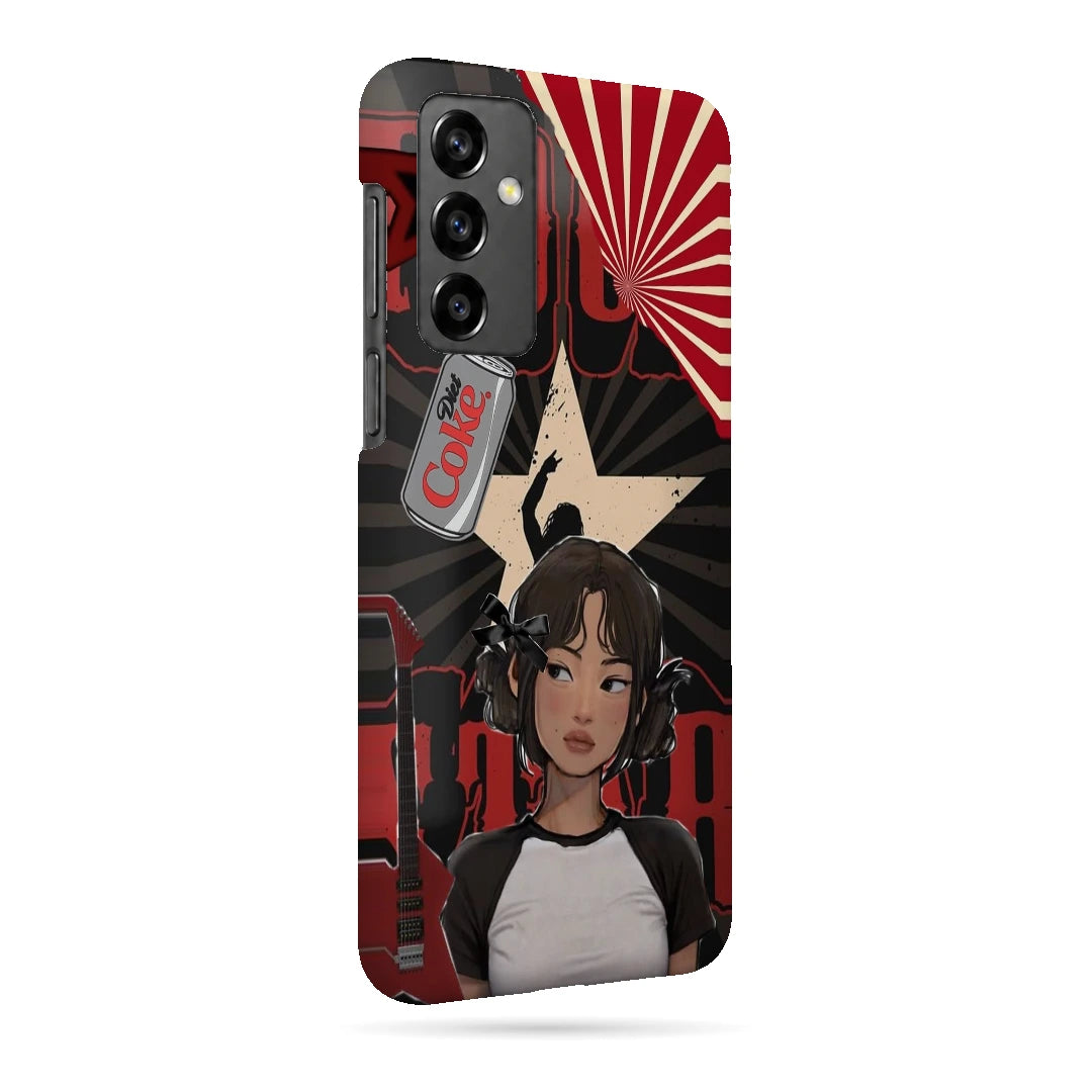 Anime City Girl 3D Print Samsung Note 20 Phone Case, right-side view; an illustrated girl in a black-and-white outfit against a red city-inspired backdrop