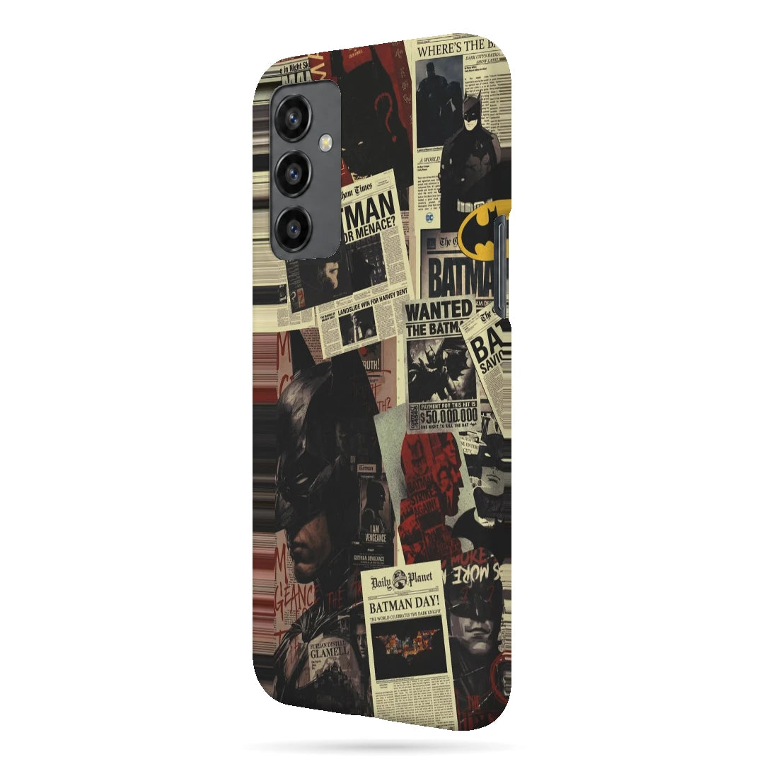 Batman Wanted Collage 3D Print OnePlus Nord CE Phone Case, right-side view; Batman portraits and wanted-poster graphics in a vintage comic collage
