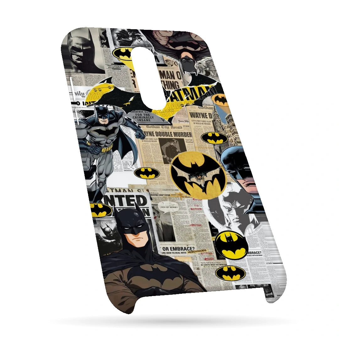 Batman Yellow Comic 3D Print OnePlus 7 Phone Case, bottom view; Batman illustrations with yellow emblem accents and comic textures