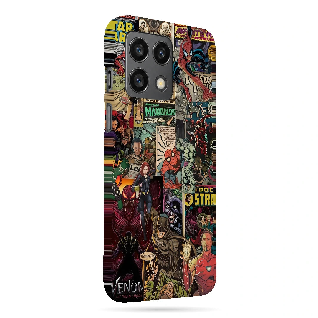 Marvel Comic Collage 3D Print OnePlus 10 Pro Phone Case, right-side view; a colorful layered collage of comic characters and illustrated panels