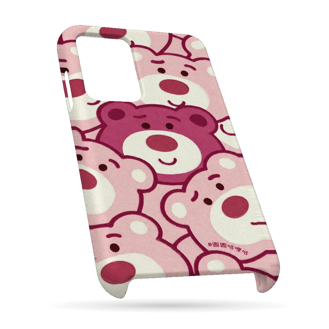 Pink Bear Pattern 3D Print OnePlus 10 Pro Phone Case, bottom view; repeating cream and pink cartoon bear faces in a playful all-over pattern