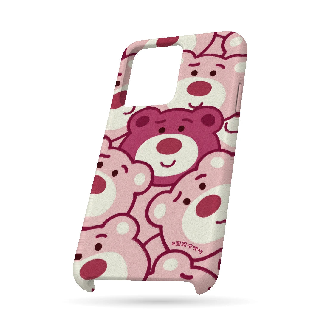 Pink Bear Pattern 3D Print OnePlus 10T Phone Case, bottom view; repeating cream and pink cartoon bear faces in a playful all-over pattern