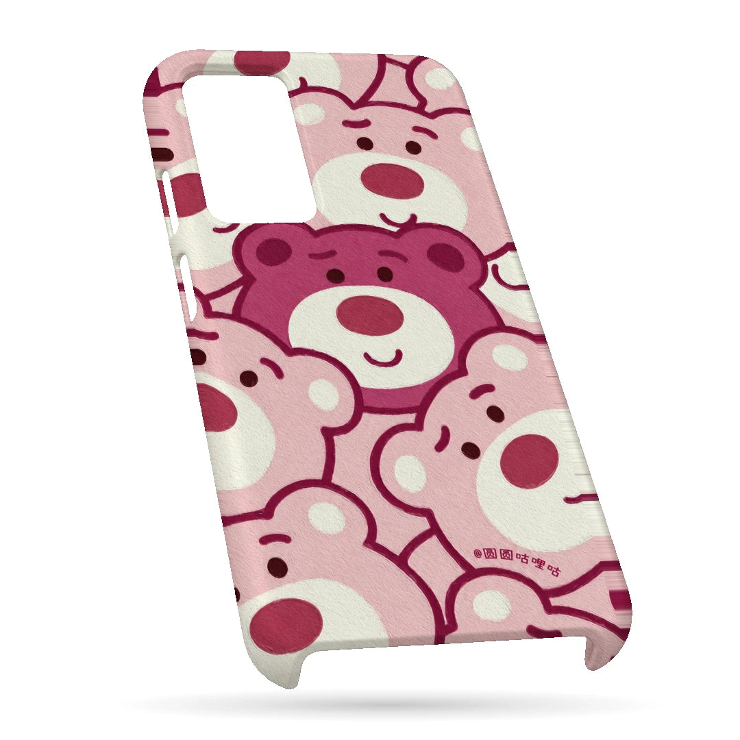 Pink Bear Pattern 3D Print OnePlus Nord CE 2 Lite Phone Case, bottom view; repeating cream and pink cartoon bear faces in a playful all-over pattern