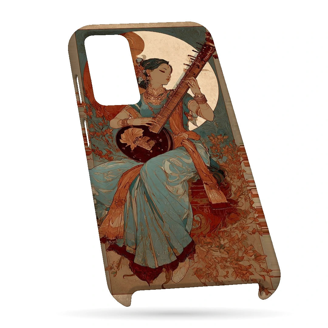 Classical Music Portrait 3D Print OnePlus Nord CE 3 Lite Phone Case, bottom view; a traditionally dressed musician playing a string instrument among vintage floral textures