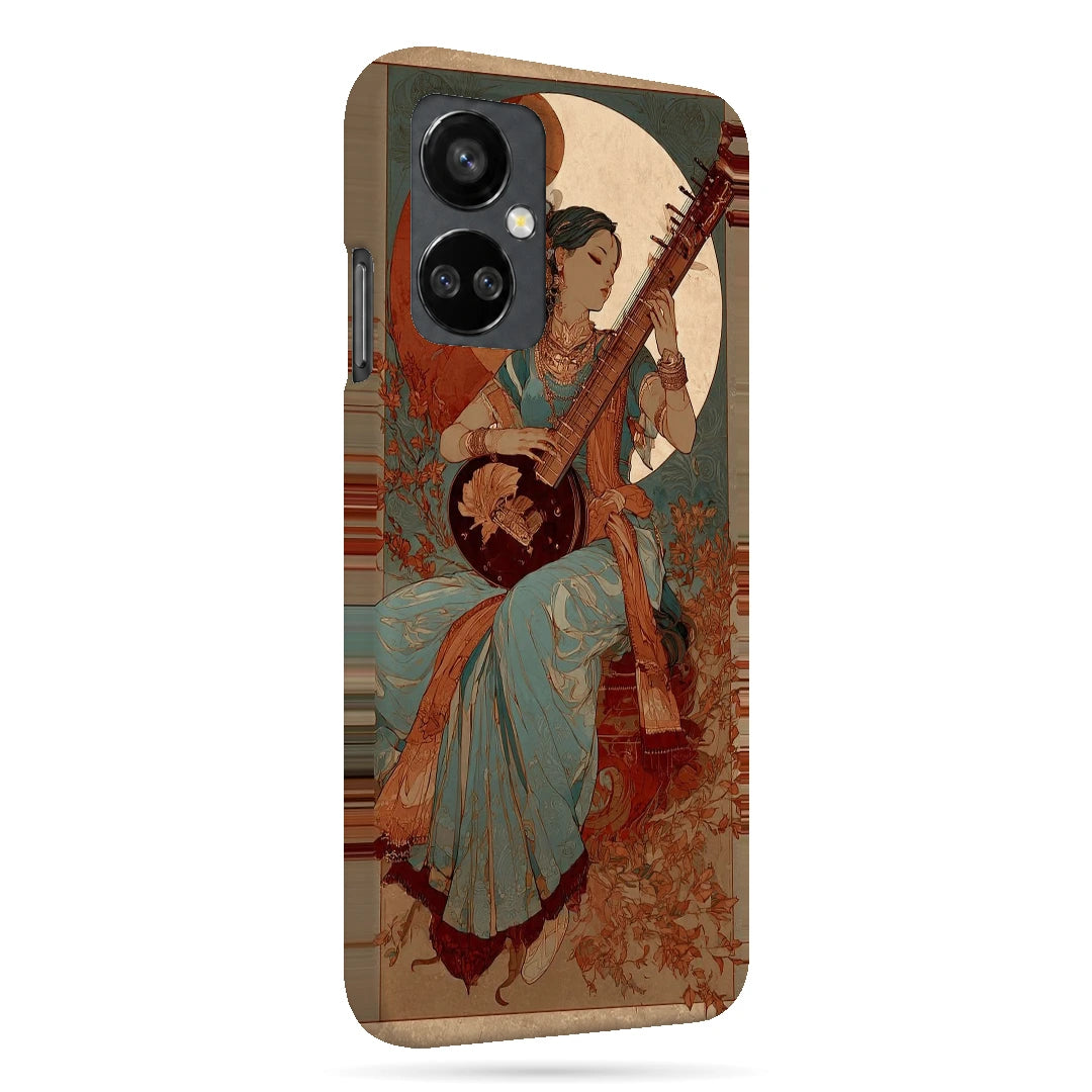 Classical Music Portrait 3D Print OnePlus Nord CE 3 Lite Phone Case, right-side view; a traditionally dressed musician playing a string instrument among vintage floral textures