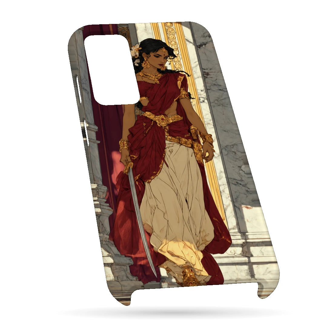 Saree Street Portrait 3D Print OnePlus Nord CE 3 Lite Phone Case, bottom view; a woman in a cream and red saree standing beside an urban railing