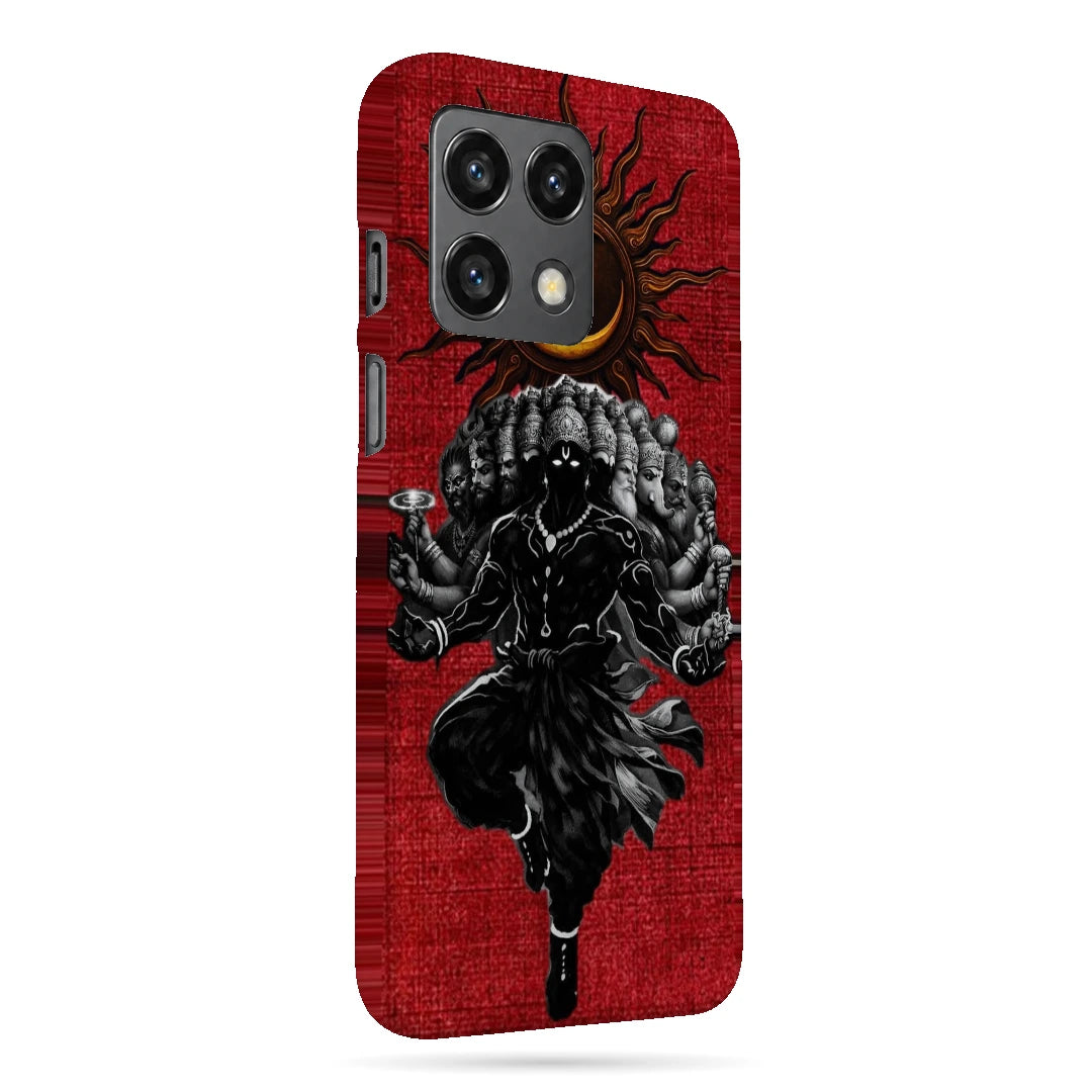 Shiva Cosmic Eclipse 3D Print OnePlus 10 Pro Phone Case, right-side view; a dark Shiva figure below an eclipse on a red background