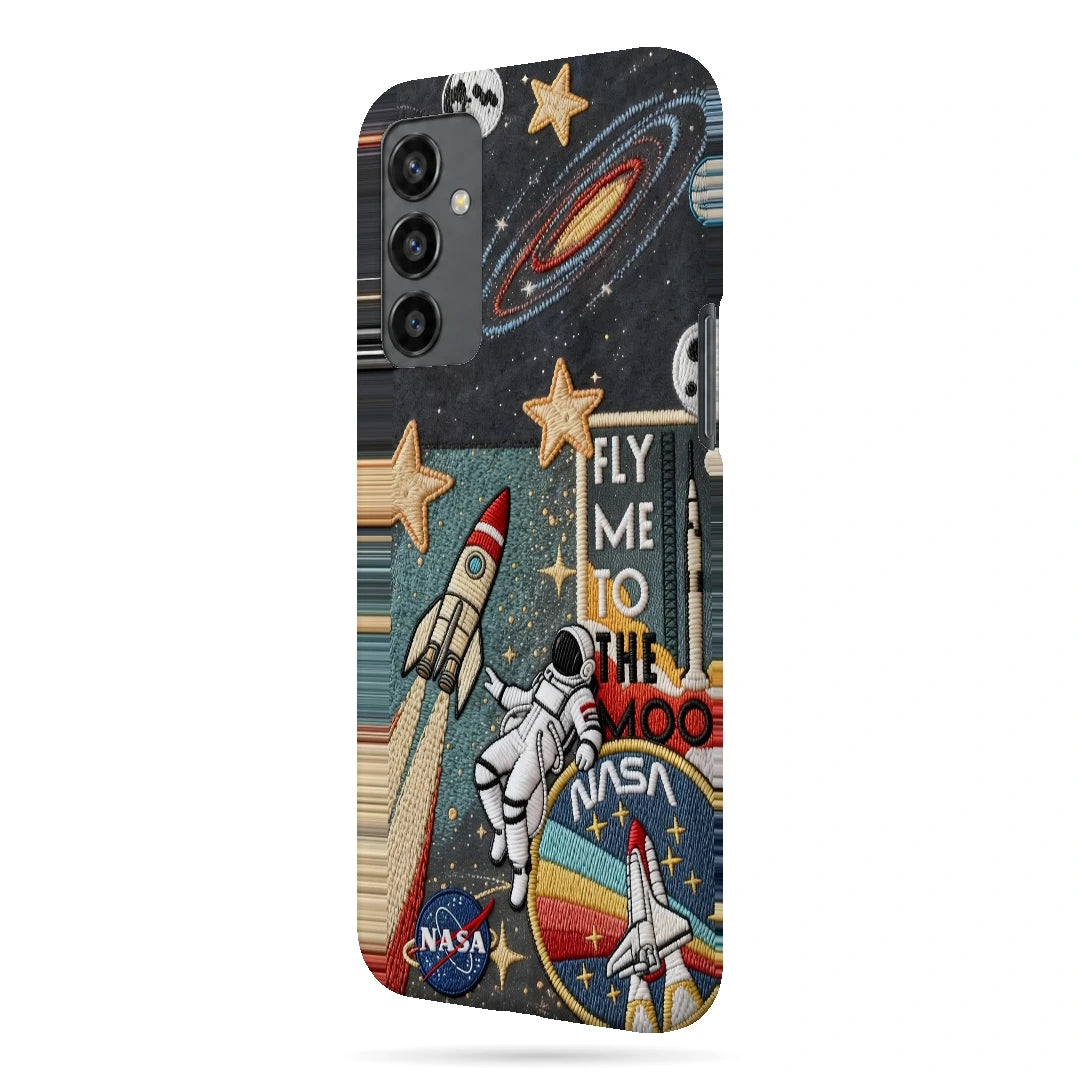 Space Explorer Collage 3D Print OnePlus Nord CE Phone Case, right-side view; rockets, stars, planets and astronaut graphics in a space-travel collage