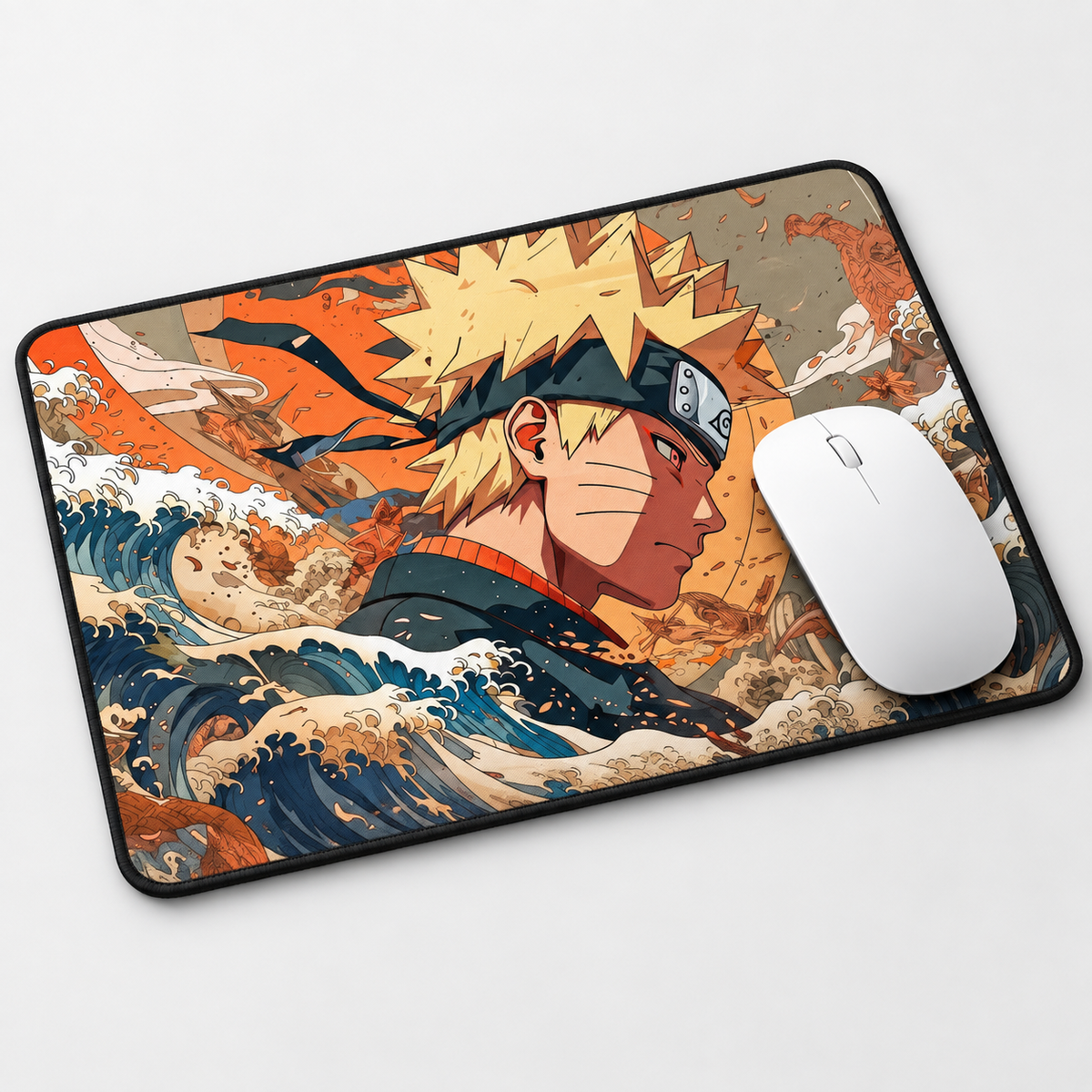 Naruto Ocean Wave Anime Mouse Pad - desk mockup view