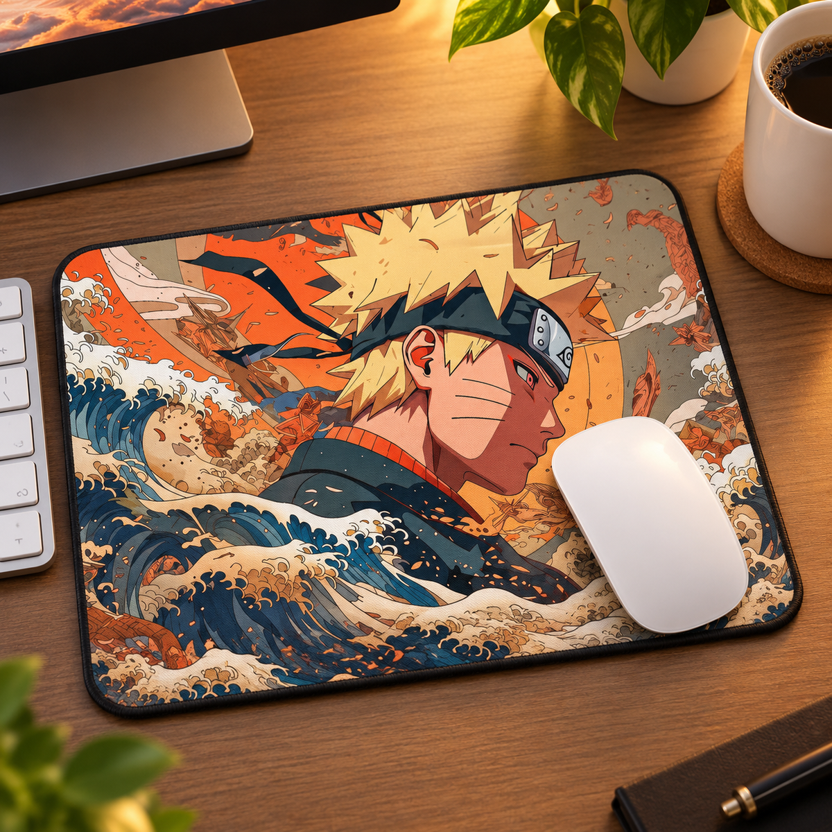Naruto Ocean Wave Anime Mouse Pad - angled product view