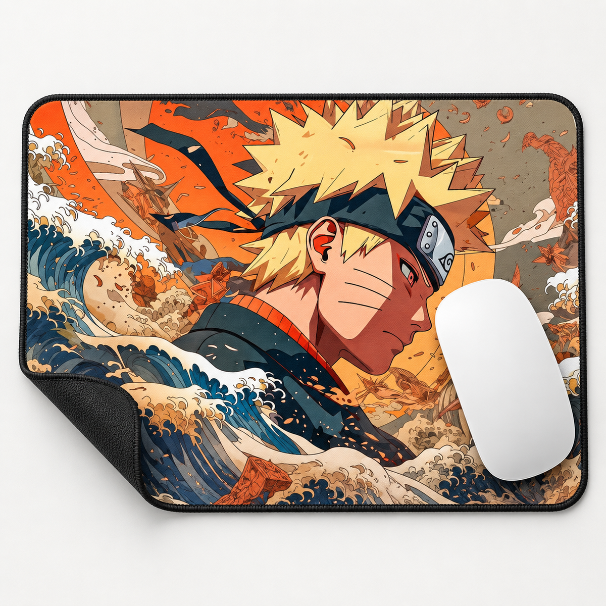 Naruto Ocean Wave Anime Mouse Pad - close-up artwork view