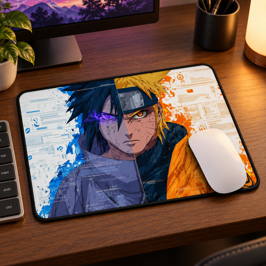 Naruto Sasuke Rivalry Anime Mouse Pad - desk mockup view