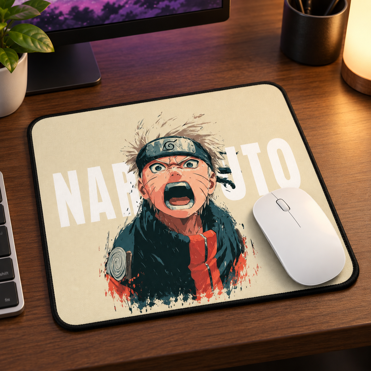 Naruto Shout Manga Anime Mouse Pad - desk mockup view