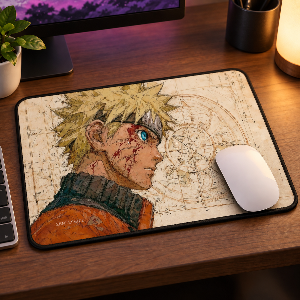 Naruto Vintage Shinobi Portrait Mouse Pad - full design view