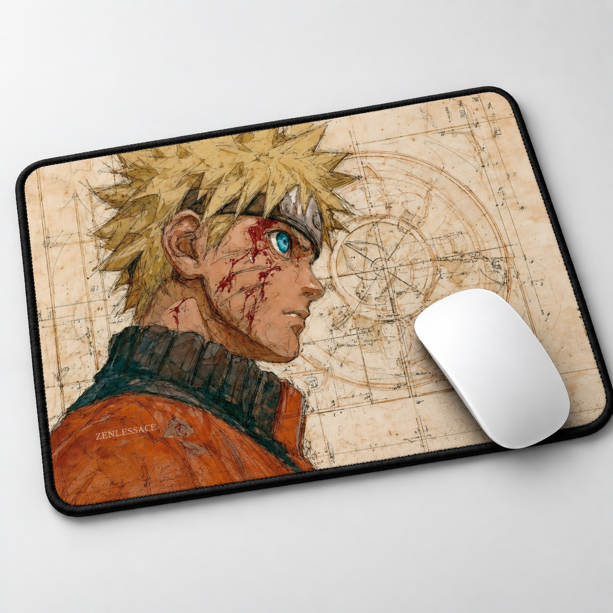 Naruto Vintage Shinobi Portrait Mouse Pad - desk mockup view