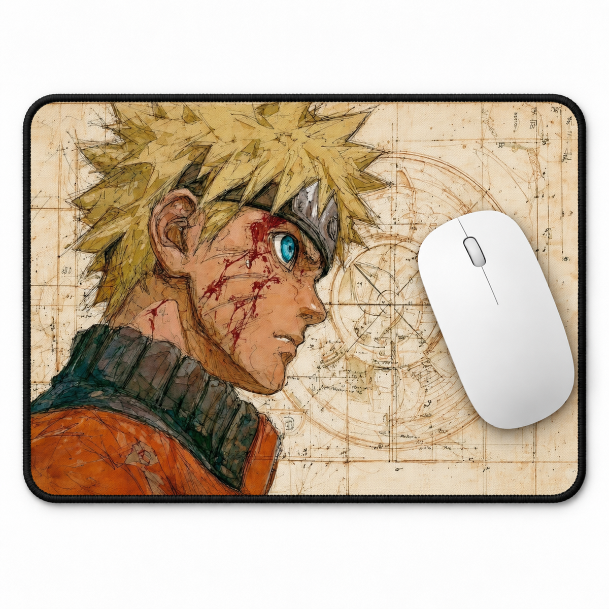 Naruto Vintage Shinobi Portrait Mouse Pad - angled product view