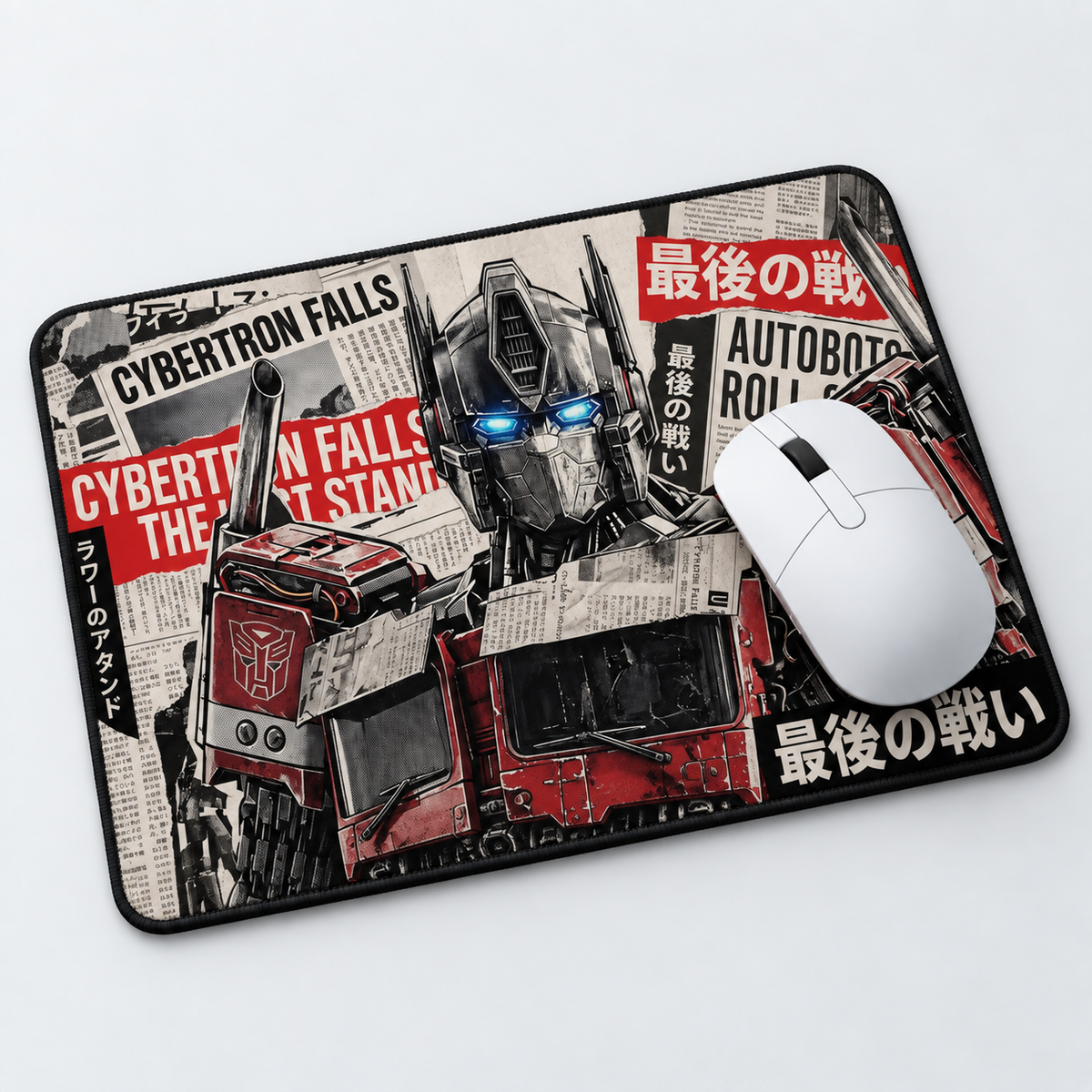 Optimus Prime Cybertron Superhero Mouse Pad - desk mockup view