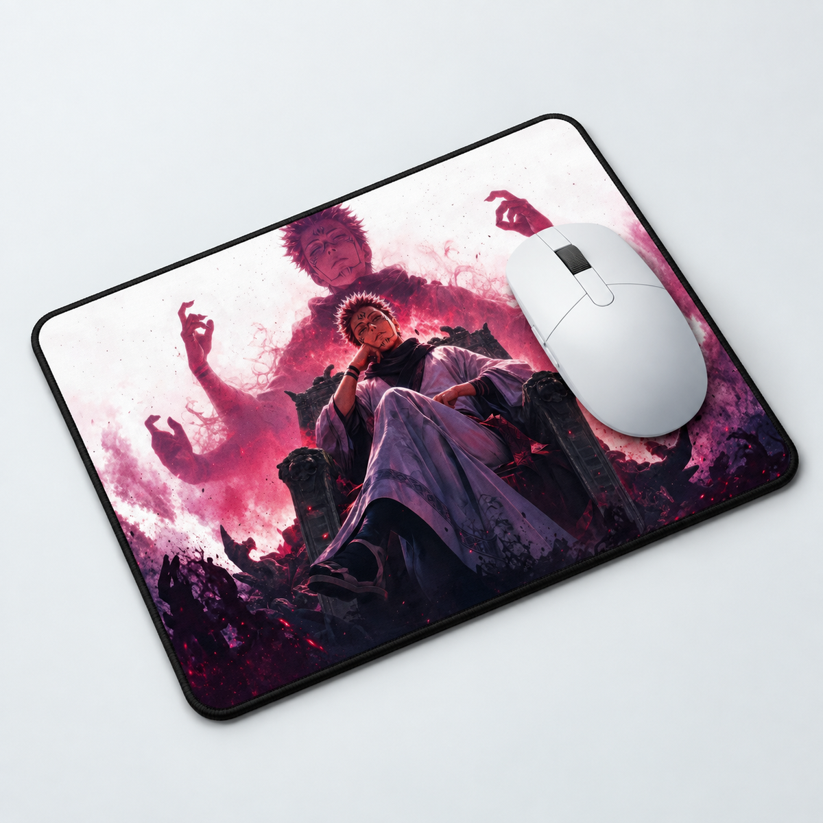 Sukuna Cursed Shadow Anime Mouse Pad - desk mockup view